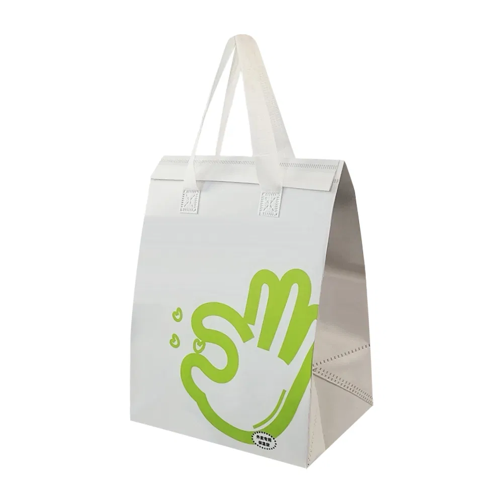 Custom Pattern Eco-Friendly Nonwoven Lunch Bag Laminated Aluminum-Foil Lined Insulated Takeaway Bag