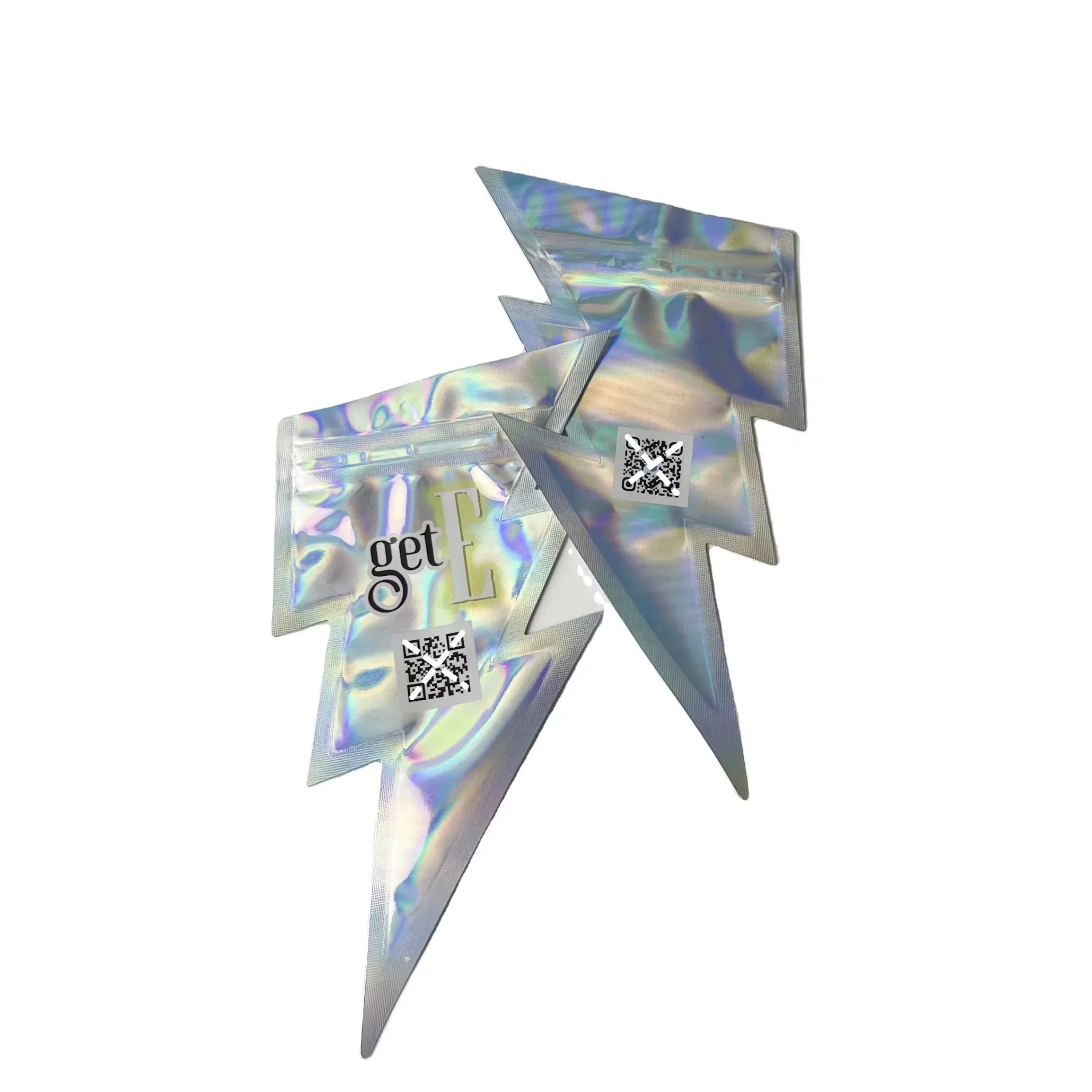 Custom Holographic Resealable Plastic Bags Any Shape Food-Grade PE Lined Aluminum Foil Pharmaceutical Cosmetic Accessories
