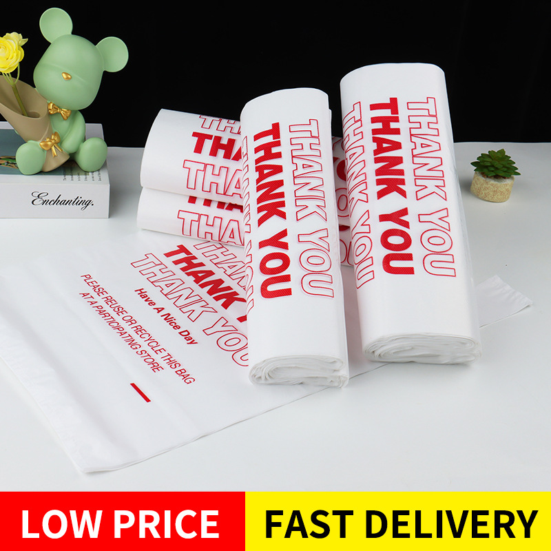 Plastic Bag Wholesale Thank You Shopping Pp Plastic Grocery T-Shirt Bags Plastic Bags With Logos
