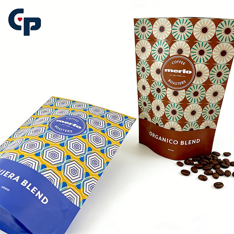 Factory Recyclable Kraft Paper Bottom Gusset Zipper Matt Glossy Finished Transparent Window Bolsas Doypack Coffee Bean Powder Packaging Bag Stand up Pouch