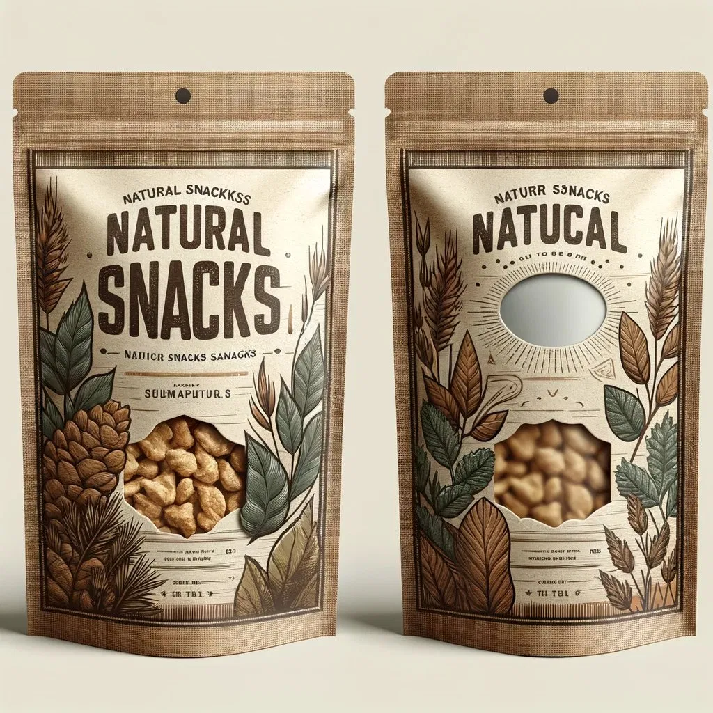 Custom Printed Green Sustainable Biodegradable Tea Dried Mango Packaging Brown Kraft Paper Stand up Pouch with Zipper and Window