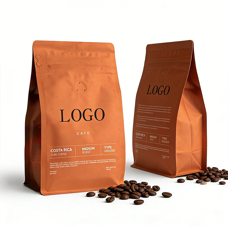 Aluminum Foil Zip Lock Stand up Pouch Doypack Plastic Flat Bottom Food Cookie Packaging Eco Brown Kraft Paper Mylar Empty Tea Valve Coffee Bean Packing Bag