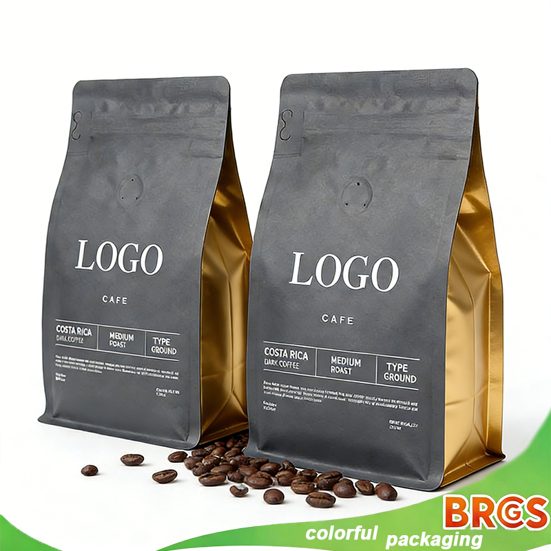 Aluminum Foil Zip Lock Stand up Pouch Doypack Plastic Flat Bottom Food Cookie Packaging Eco Brown Kraft Paper Mylar Empty Tea Valve Coffee Bean Packing Bag