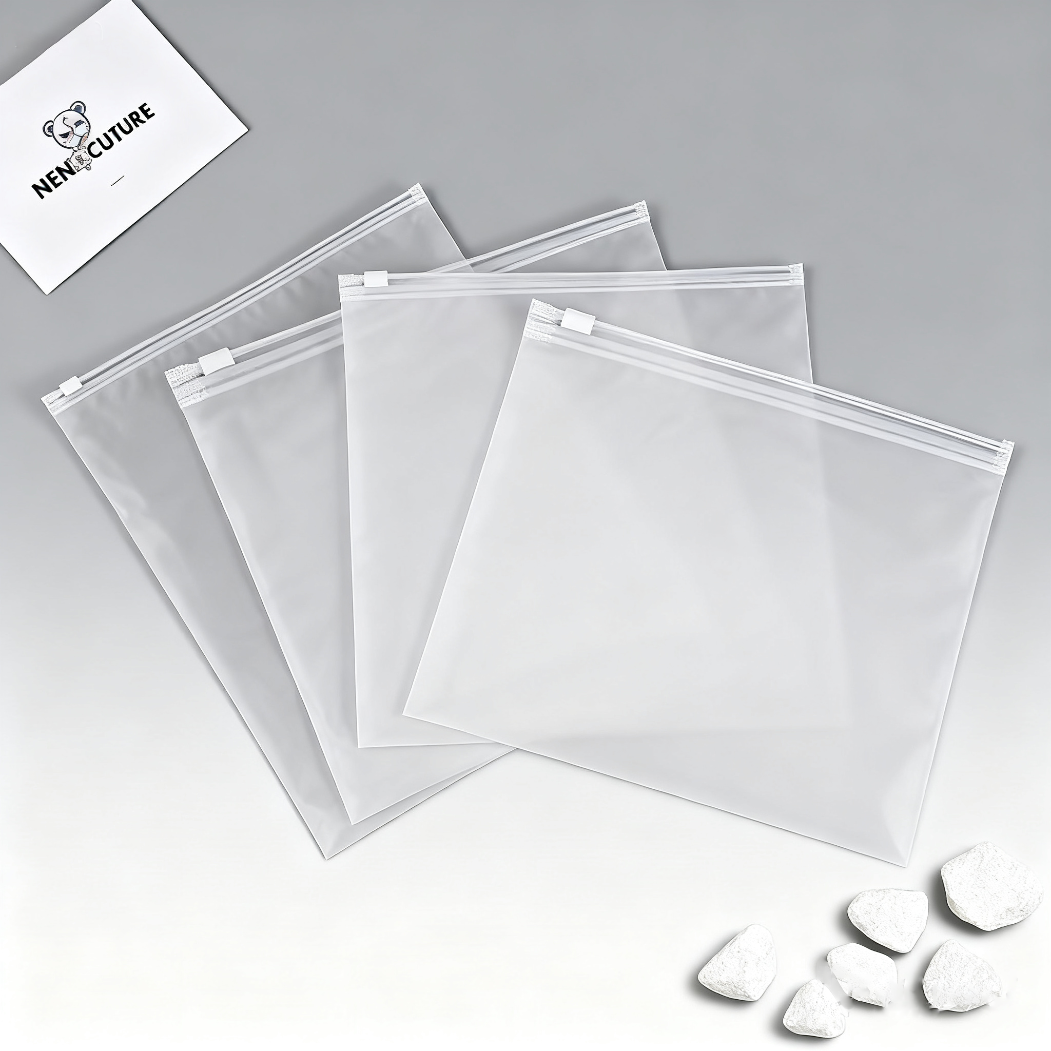 Custom Frosted PET/PE Zipper Bags Clothing Biodegradable Translucent Black Packaging Recycled Ziplock Pouch T-Shirt Logo Silk