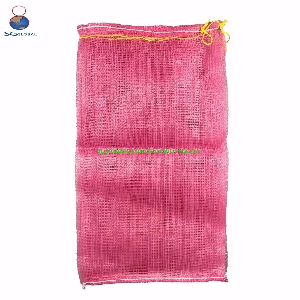 Grs SGS CE Factory Packaging Onion Potato Tomato Cabbage Garlic Orange Vegetable Fruit Firewood Seafood Plastic Packing Drawstring PP Tubular Leno Net Mesh Bag