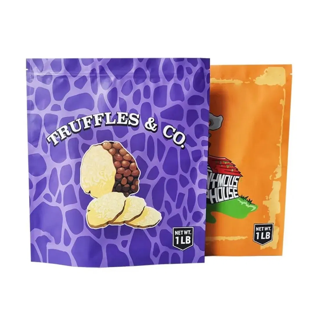1lb Customized Size Aluminum Foil Moisture Resistant PE Stand up Food Storage Custom Printed Foil Lined Zip-Lock Mylar Bags