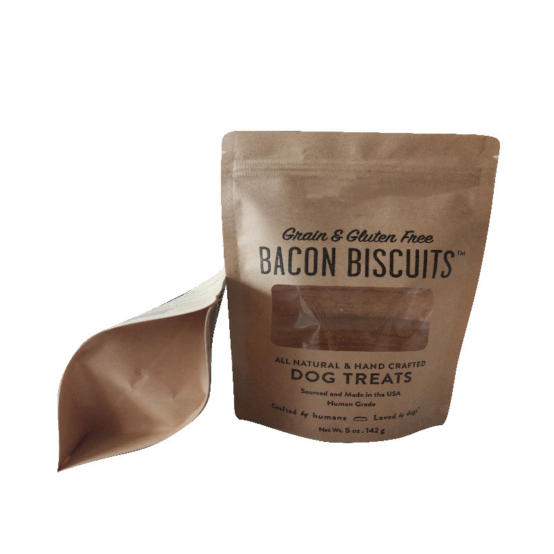 Factory Price Dog Treat Flexo Printing on Kraft Paper Pouches Die Cut Window Stand up Pouches