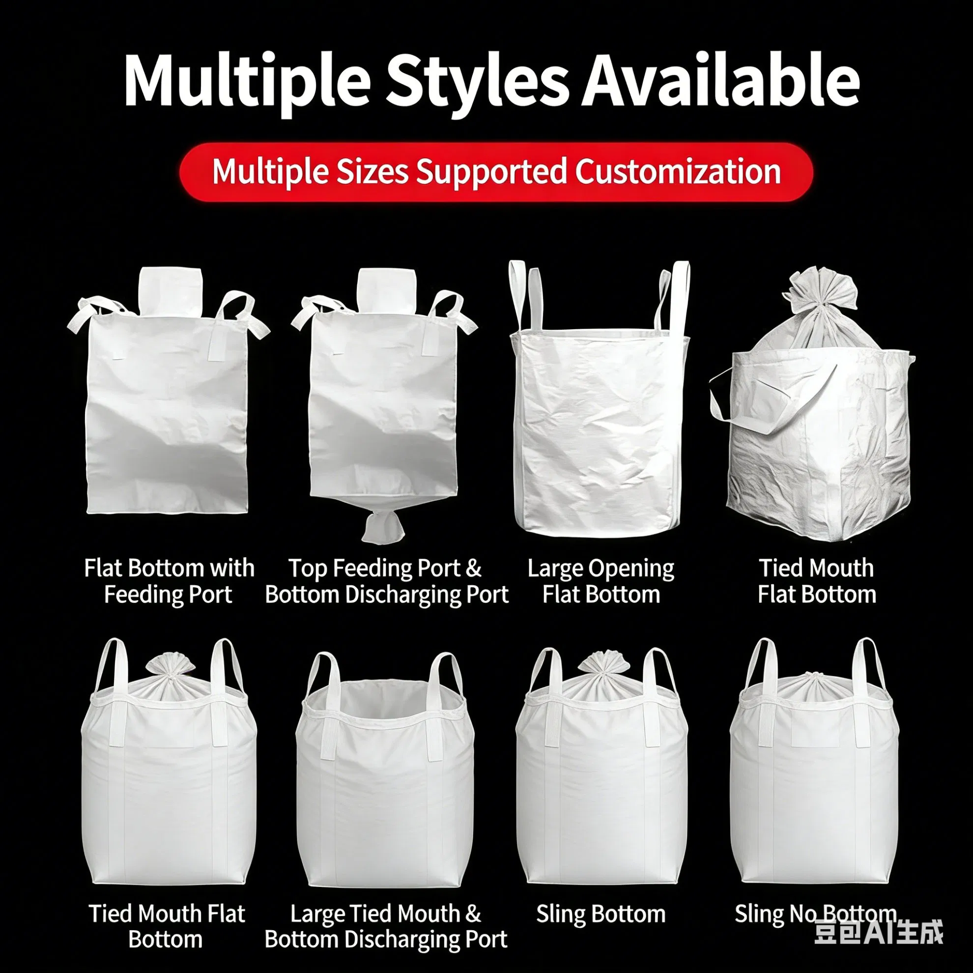 China Chrome One Ton 2 Tonne Construction Polypropylene Bags Firewood Premium Heavy Duty Packing Sling Super Sacks PP FIBC Cement Ton Bulk Big Jumbo Bag