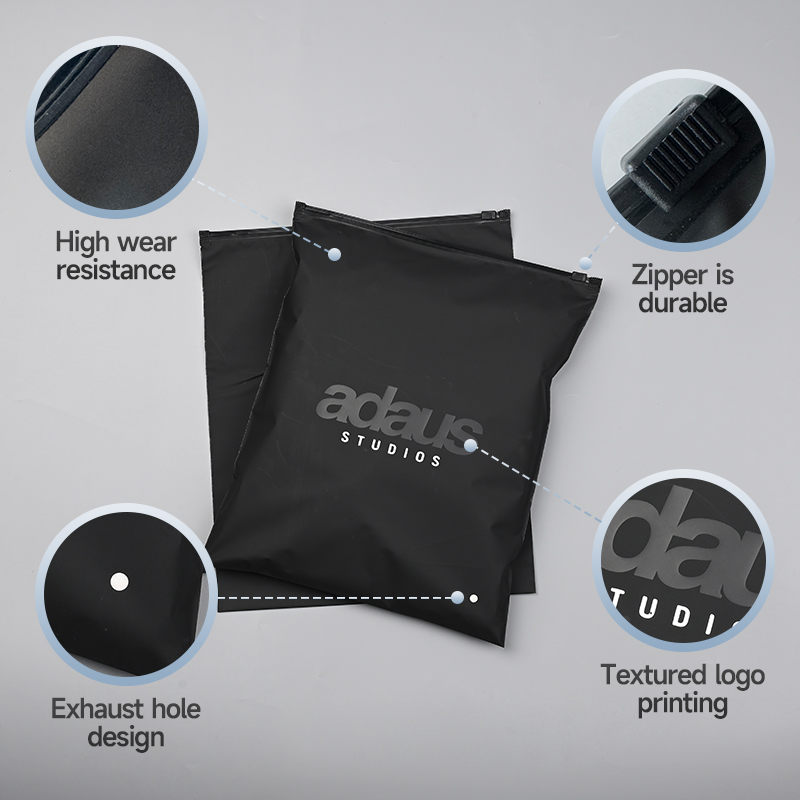 Custom Biodegradable Small Zip Lock Packaging Tote Tshirts Custom Frosted Zipper Bag Frost Plastic Bags