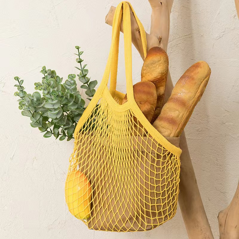 Wholesale Cheap Large Reusable Eco Friendly Fruit Net Bag Cotton Mesh Shopping Tote Bags for Fruits and Vegetables
