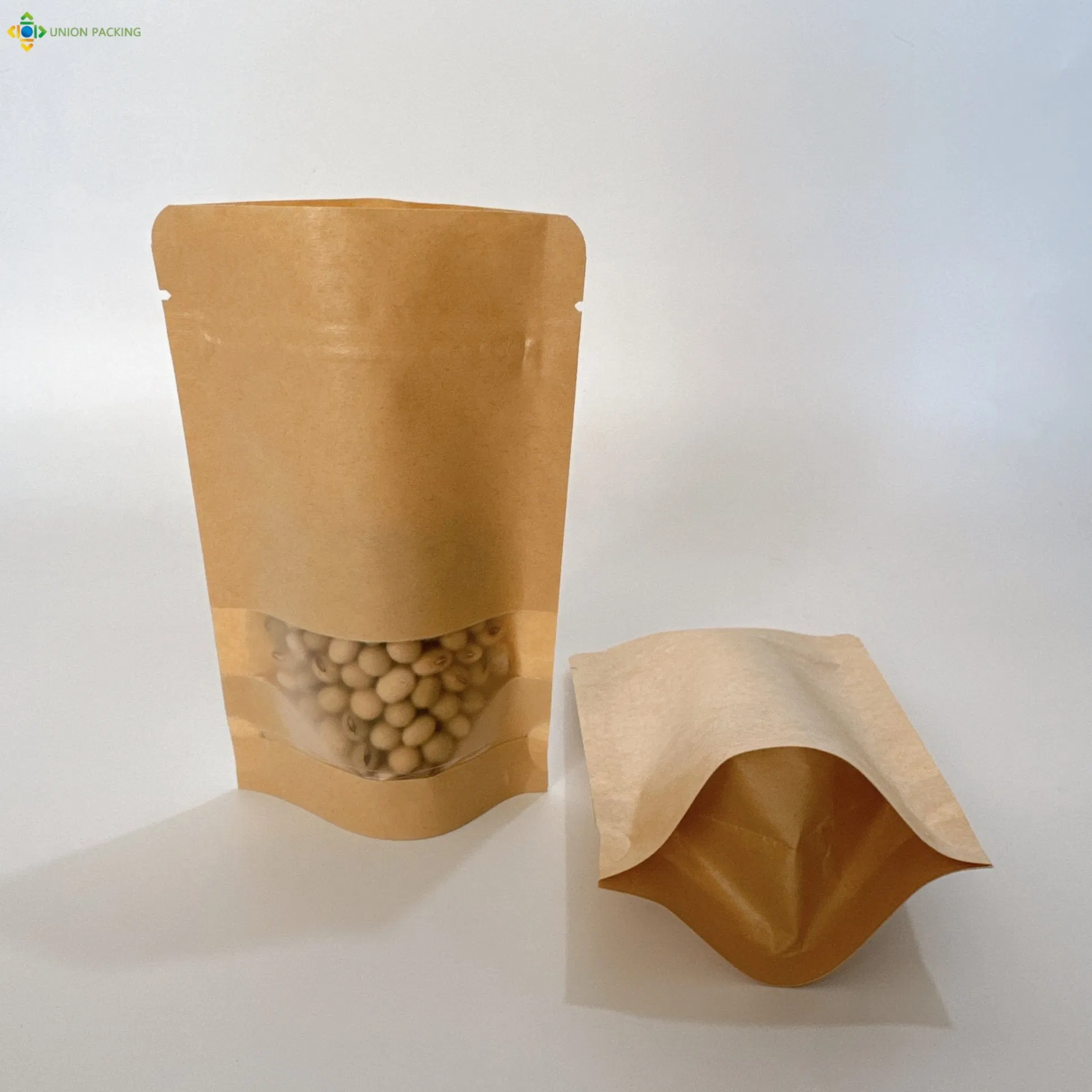 Food-Grade Kraft Paper Stand up Zipper Pouch Building Trust with Transparent Window
