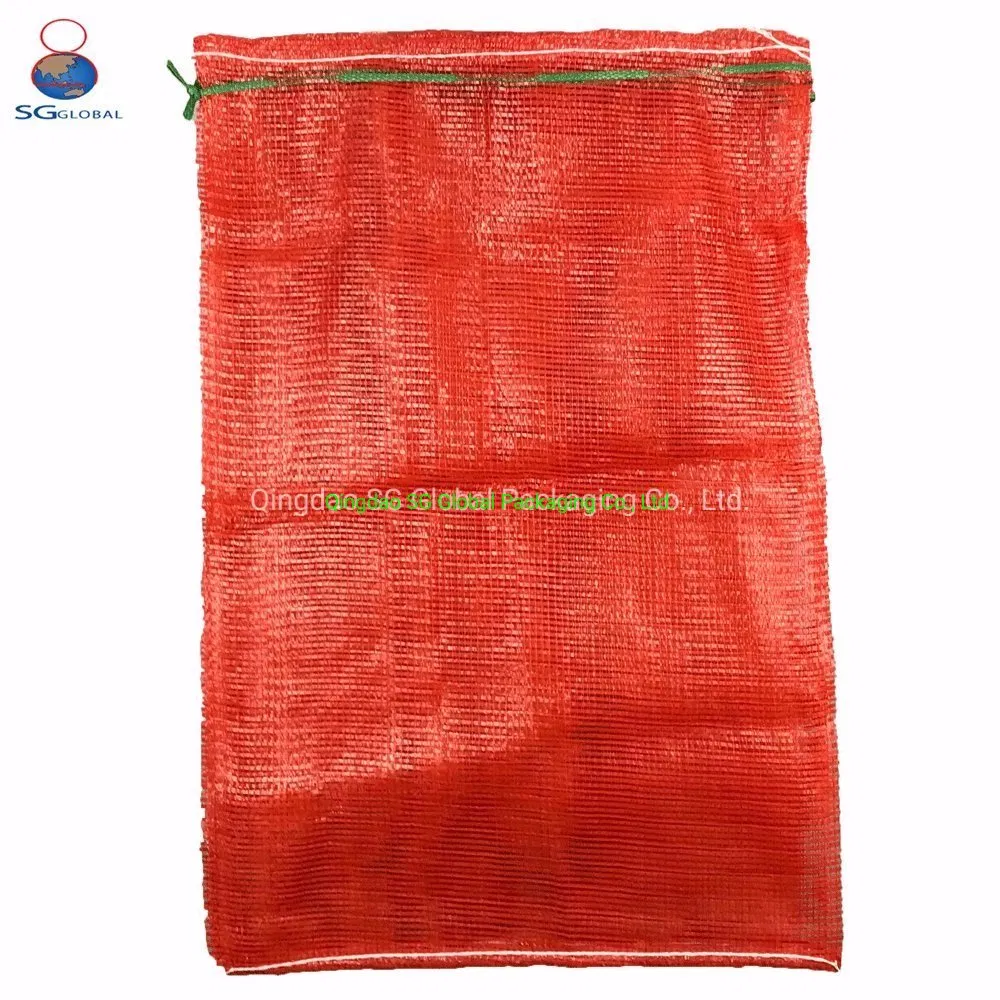 Grs SGS Factory Wholesale Empty Plastic Drawstring Packing 25kg 50kg Firewood Vegetable Onion Potato Cabbage Fruit Orange PP Tubular Woven Leno Net Mesh Bag