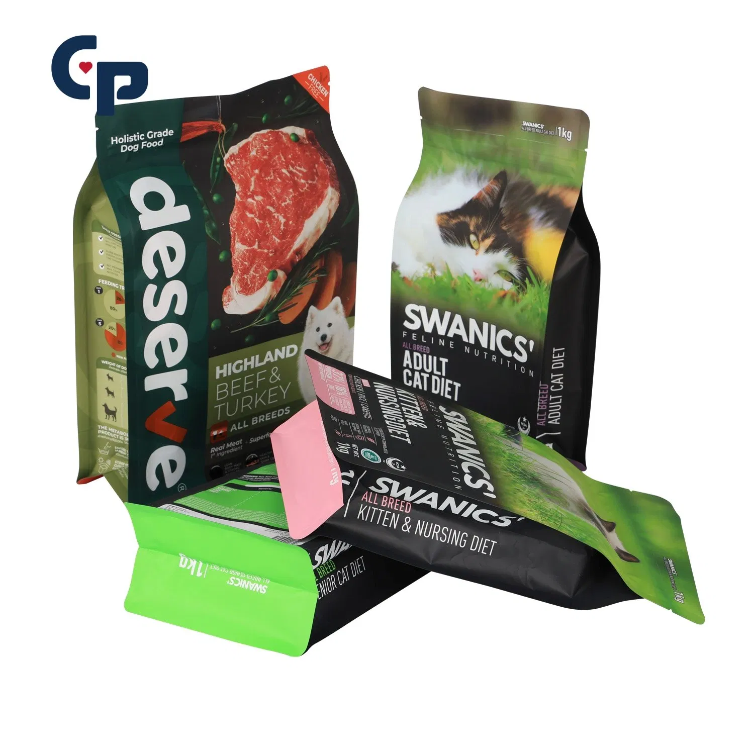 Custom Printed Bolsa Doypack Kraft Paper Eco Tea Coffee Valve Plastic Stand up Flat Bottom Pouch Zip Lock Mylar Cat Dog Feed Products Pet Food Packaging Bag
