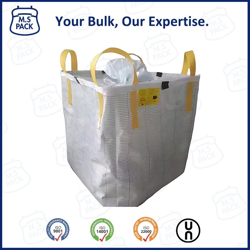 Top Opening Anti-Static Conductive Jumbo Bags Breathable Woven Plastic Tons 1000kg 1ton 1500kg Loading Weight