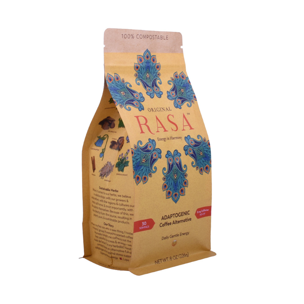 Plastic Bags Gusseted Resealable Zipper Block Bottom Coffee Pouch