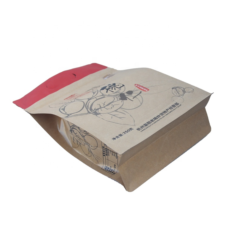 Food Grade Flat Bottom Aluminum Foil Zipper Kraft Paper Pouch with Window