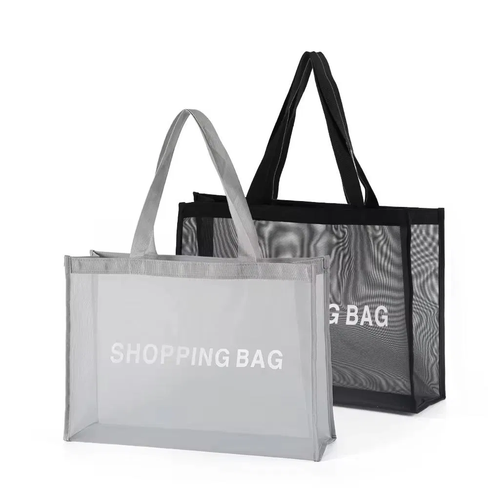 Eco Friendly Custom Logo Nylon Mesh Maket Cloth Shop Shoulder Beach Shopping Tote Bags for Vegetables