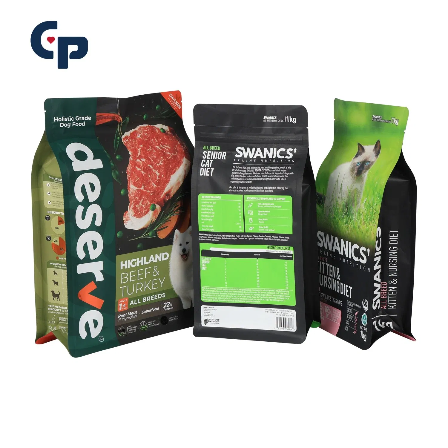 Custom Printed Bolsa Doypack Kraft Paper Eco Tea Coffee Valve Plastic Stand up Flat Bottom Pouch Zip Lock Mylar Cat Dog Feed Products Pet Food Packaging Bag