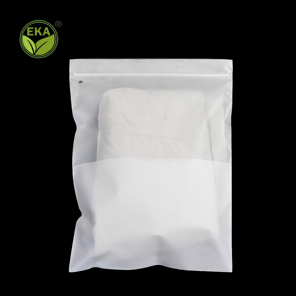 Custom Eco Friendly Frost Clothing Packaging Biodegradable Ziplock Packaging Bags T Shirt Packaging Bag With Zipper