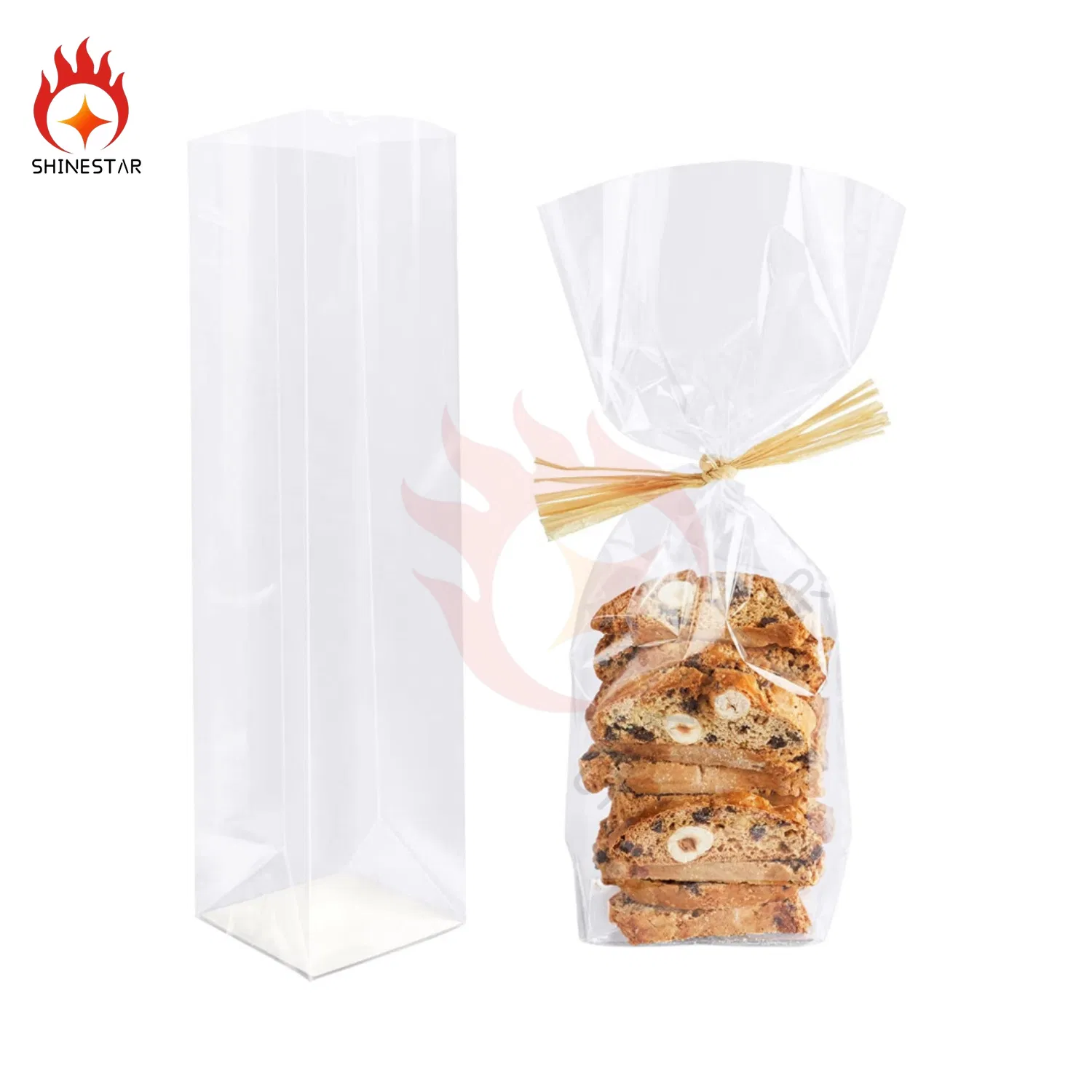 Morepack Gusseted Flat Bottom Transparent Plastic Cellophane Bags with Paper Insert
