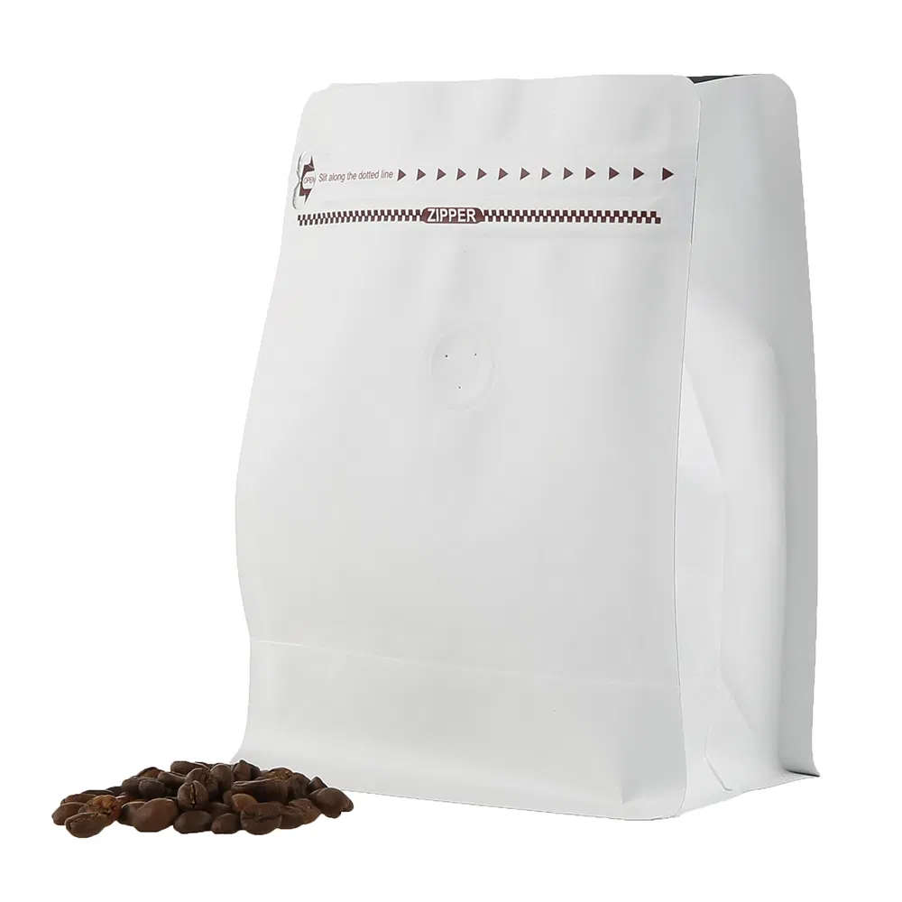 Food Packaging Kraft Paper Cafe Coffee Packaging Bag with Plastic Valve