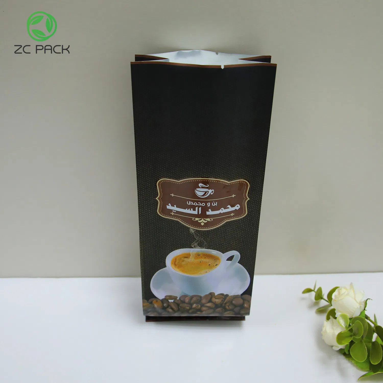 UV Waterproof Laminated Colorful Digital Printing Plastic Packaging Aluminum Foil Coffee Bean Food Grade Side Seal Gusseted Bag