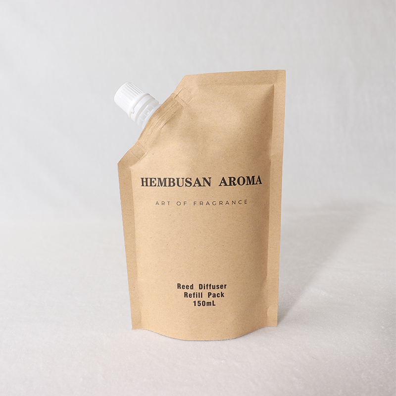 Eco Friendly Custom Printed Kraft Paper Recyclable Liquid Refill Spout Bag Biodegradable Pour Pouches 500ml And 1L