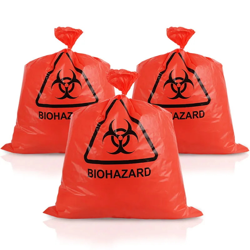 Heavy Duty LDPE HDPE Polyethylene Plastic Red Infectious Disposal Medical Clinical Bag Biological Biohazard Waste Bag