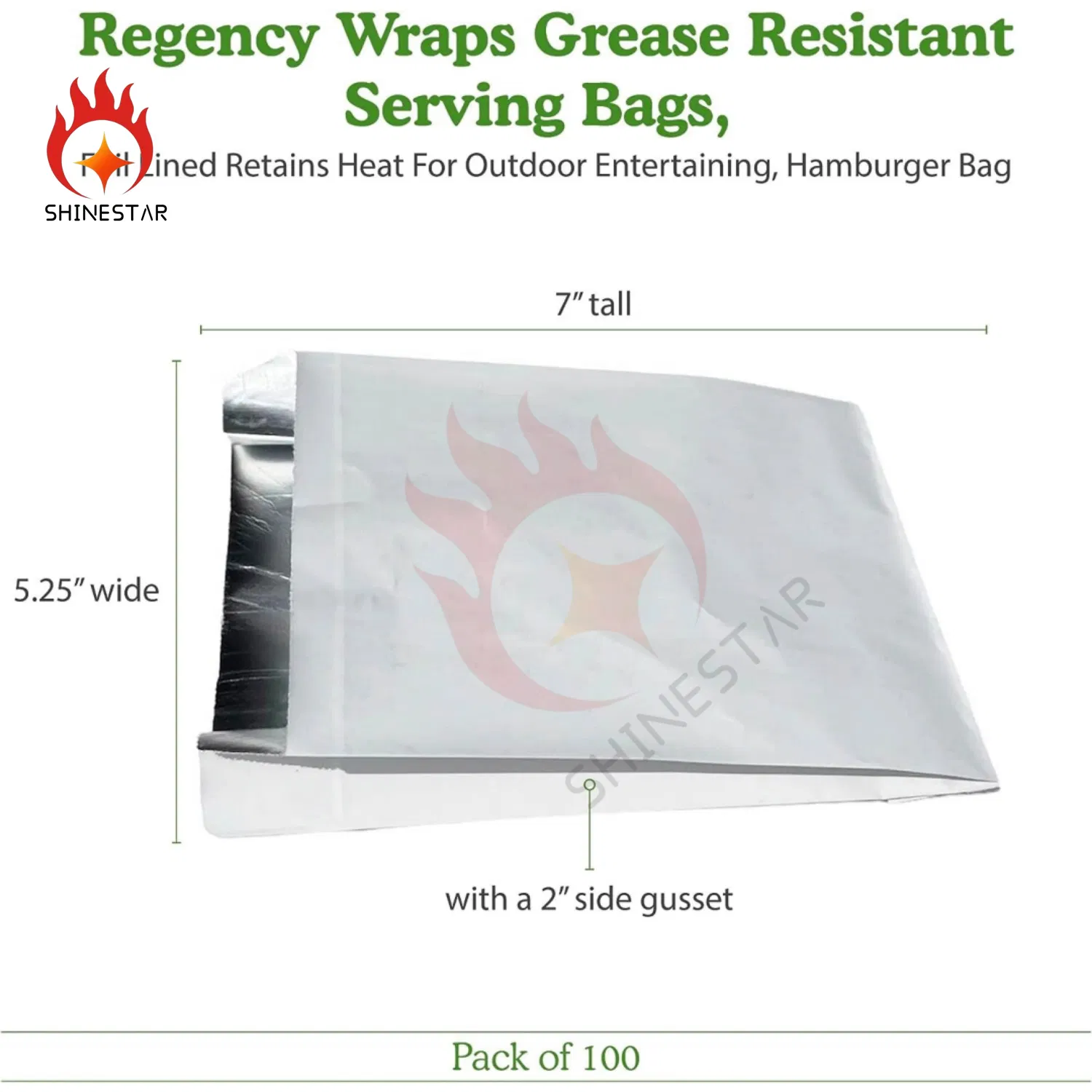 Eco-Friendly &amp; Biodegradable White Cookies Sandwich Grease Resistant Serving Snack Aluminium Foil Lined Hamburgers Bags