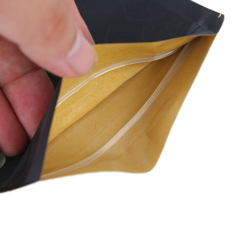 Black Kraft Paper Stand-up Zipper Pouch with Window in Stock