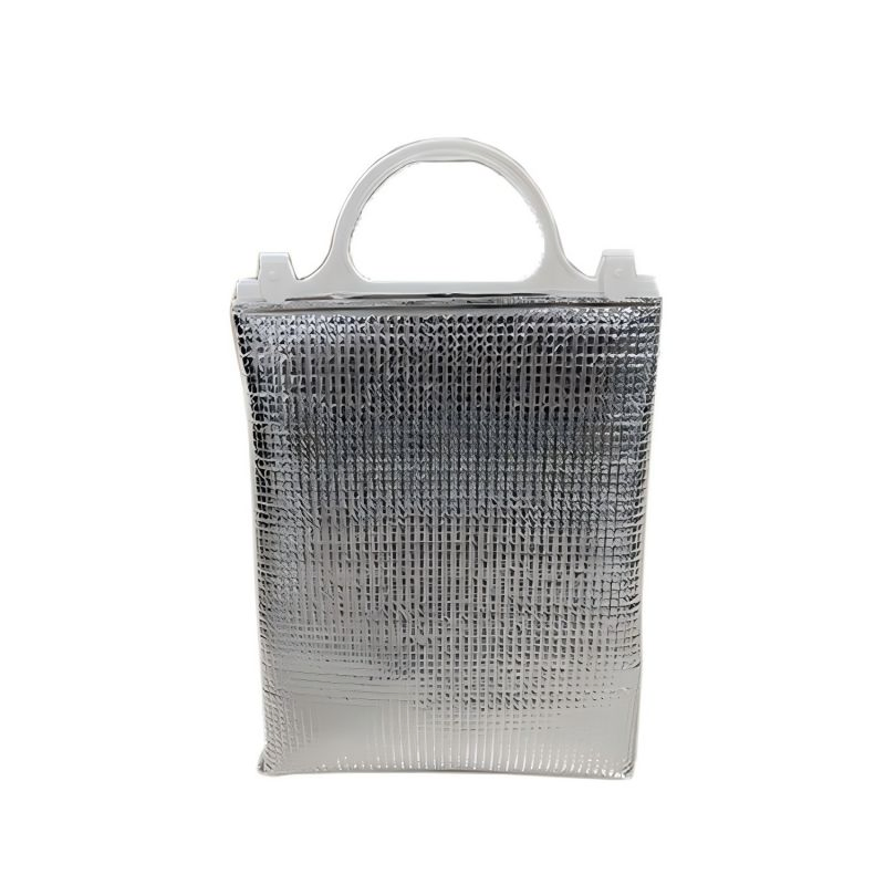 Food Delivery Cooler Bag Aluminum Foil EPE Foam Gusseted Bottom Bag with Plastic Handle