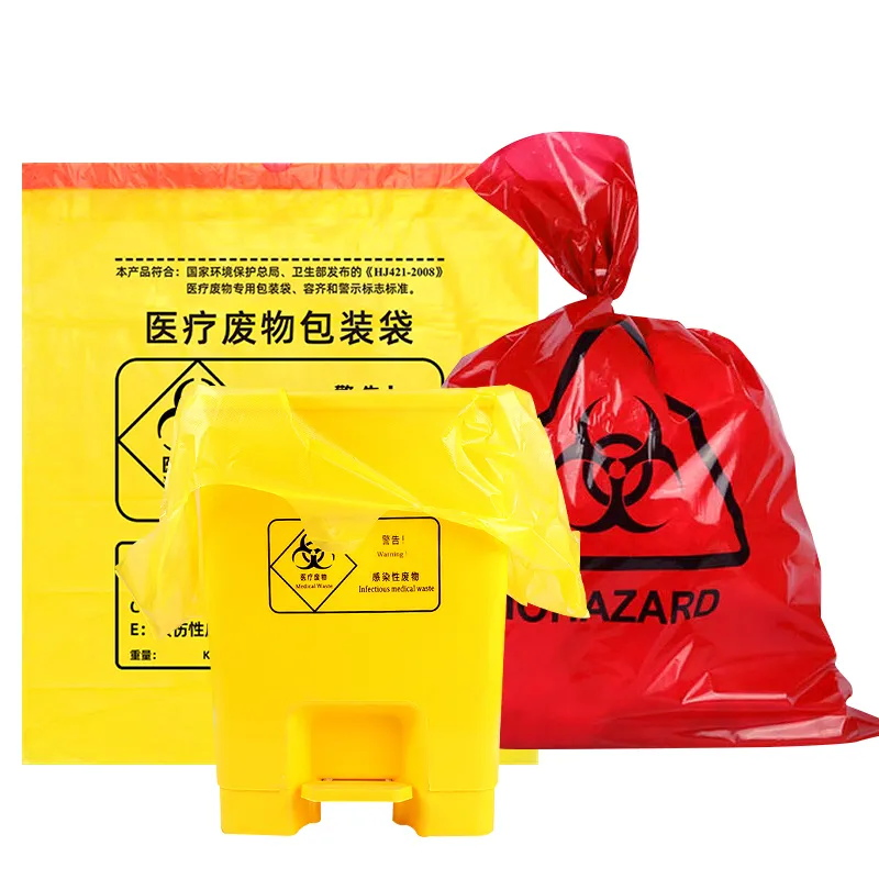 Heavy Duty LDPE HDPE Polyethylene Plastic Red Infectious Disposal Medical Clinical Bag Biological Biohazard Waste Bag