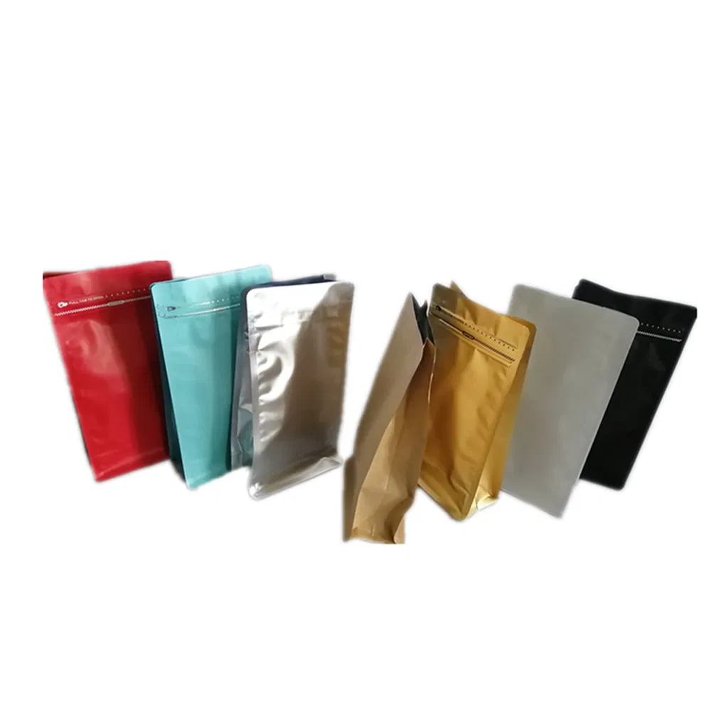 Flat Bottom /Coffe Bag with Zipper and Valve Kraft Paper Aluminum Foil /Coffe Packaging Bags Customizable