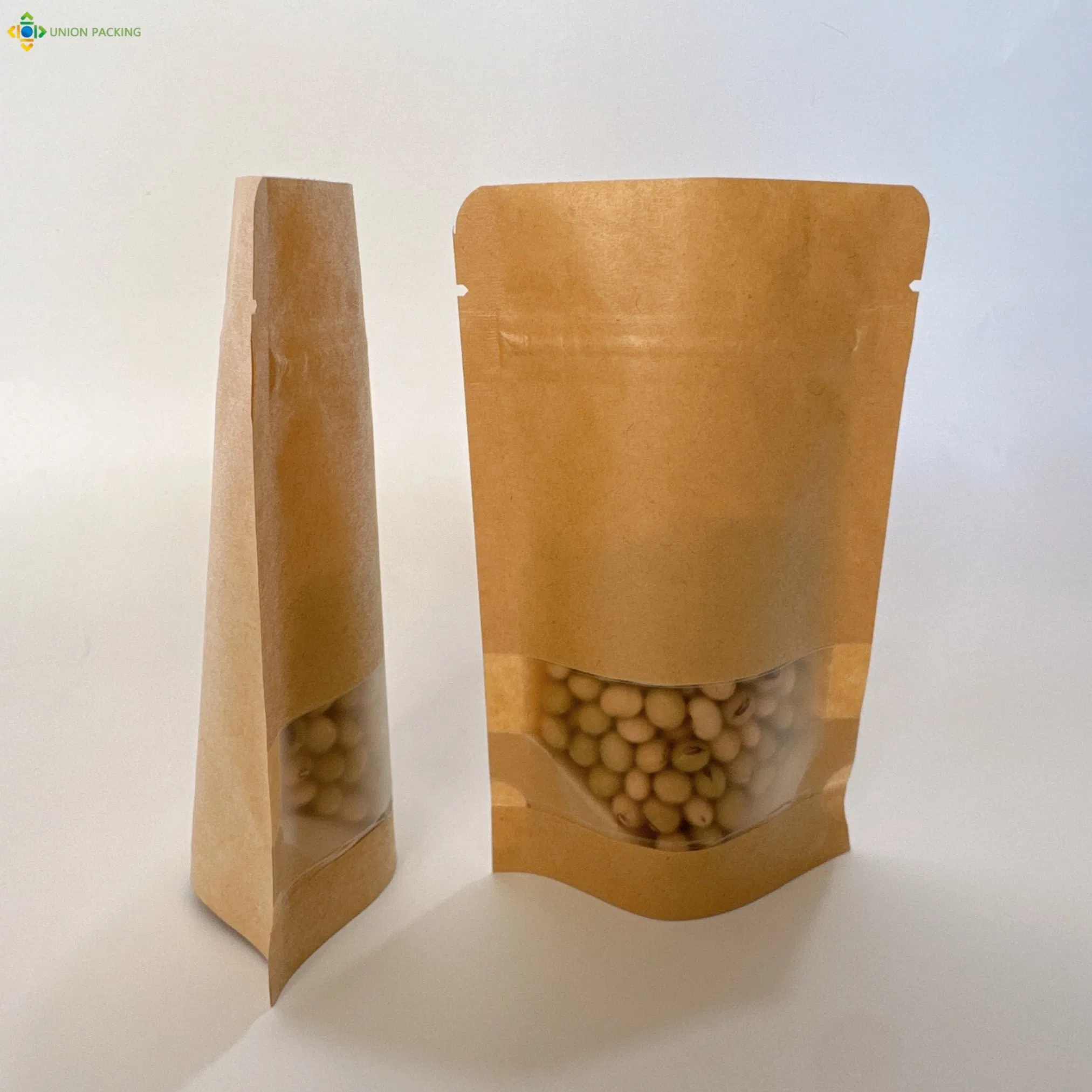 Food-Grade Kraft Paper Stand up Zipper Pouch Building Trust with Transparent Window