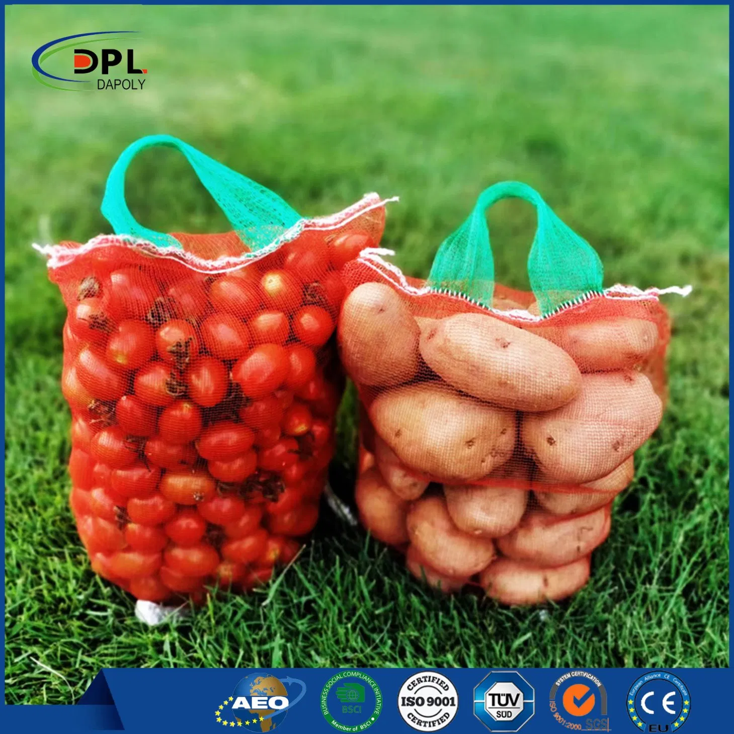 PP Onion Potato Package Mesh Bags Sack with Drawstring for Fruits and Vegetables Coconut Date Mesh Bag
