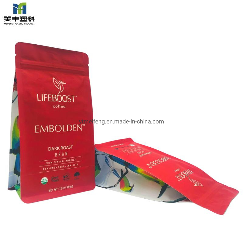 Biodegradable PLA Eco Friendly Coffee Tea Powder Beans Package Pack Plastic Stand up Kraft Paper Bag Ziplock Zipper Square Flat Bottom Packaging Bag with Valve