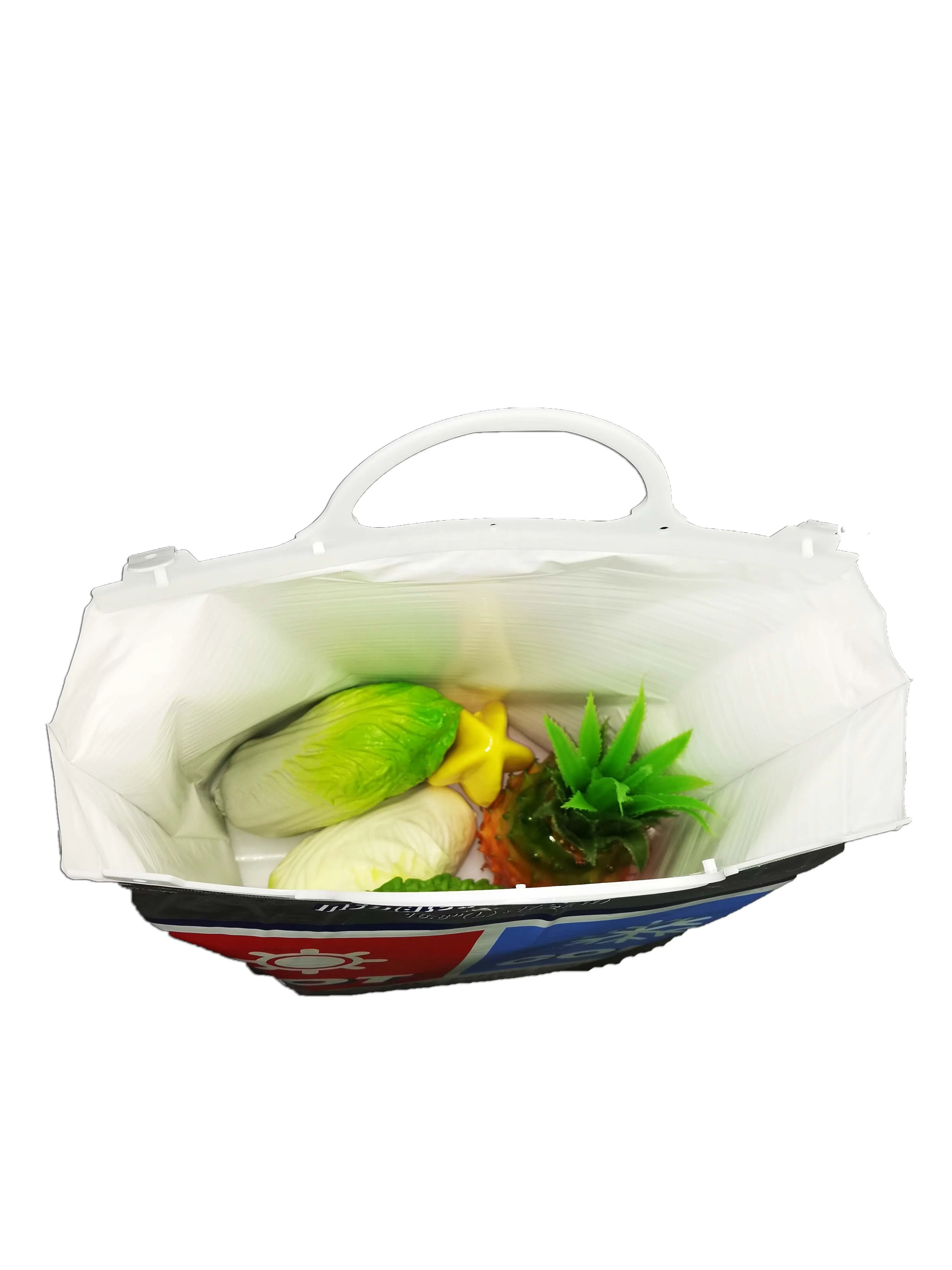 Food Delivery Cooler Bag Aluminum Foil EPE Foam Gusseted Bottom Bag with Plastic Handle