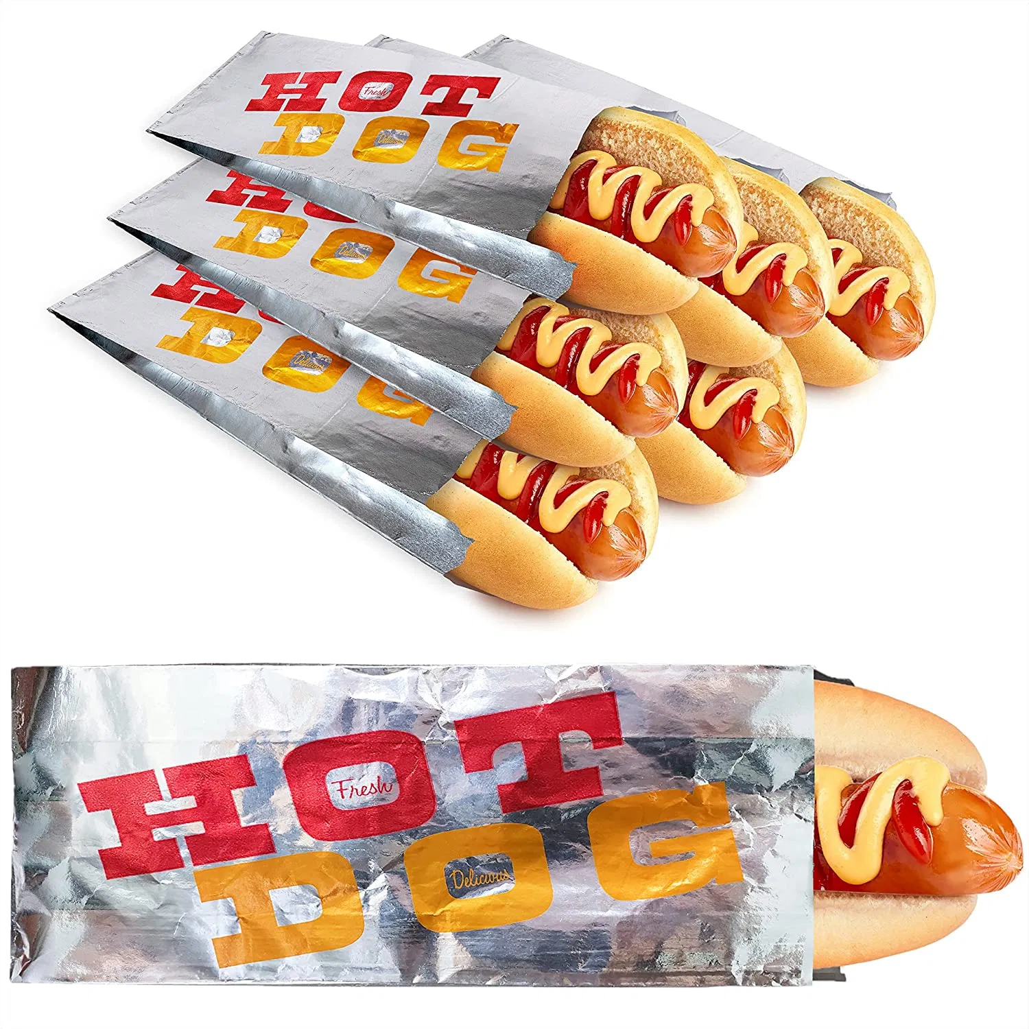 OEM for Roasted BBQ Chicken Hot Dog Greaseproof Takeaway Aluminum Foil Lined Paper Bag
