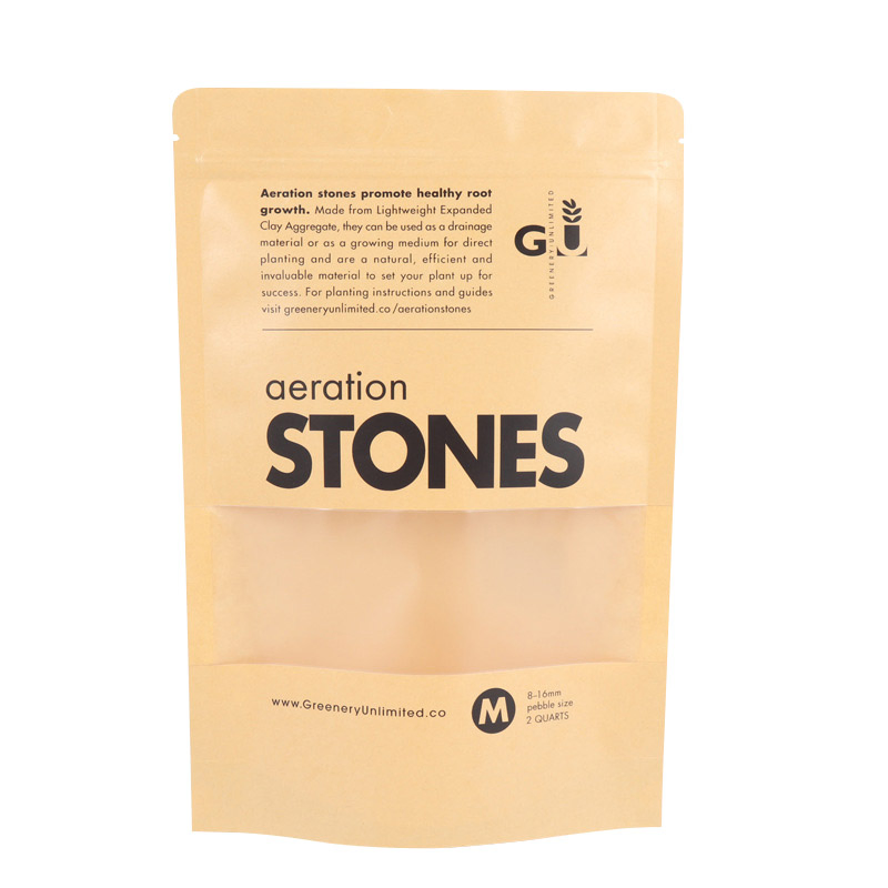 Custom Designed Polyethylene Composite Kraft Paper Pouch with Window Stand up Food Packaging Bag