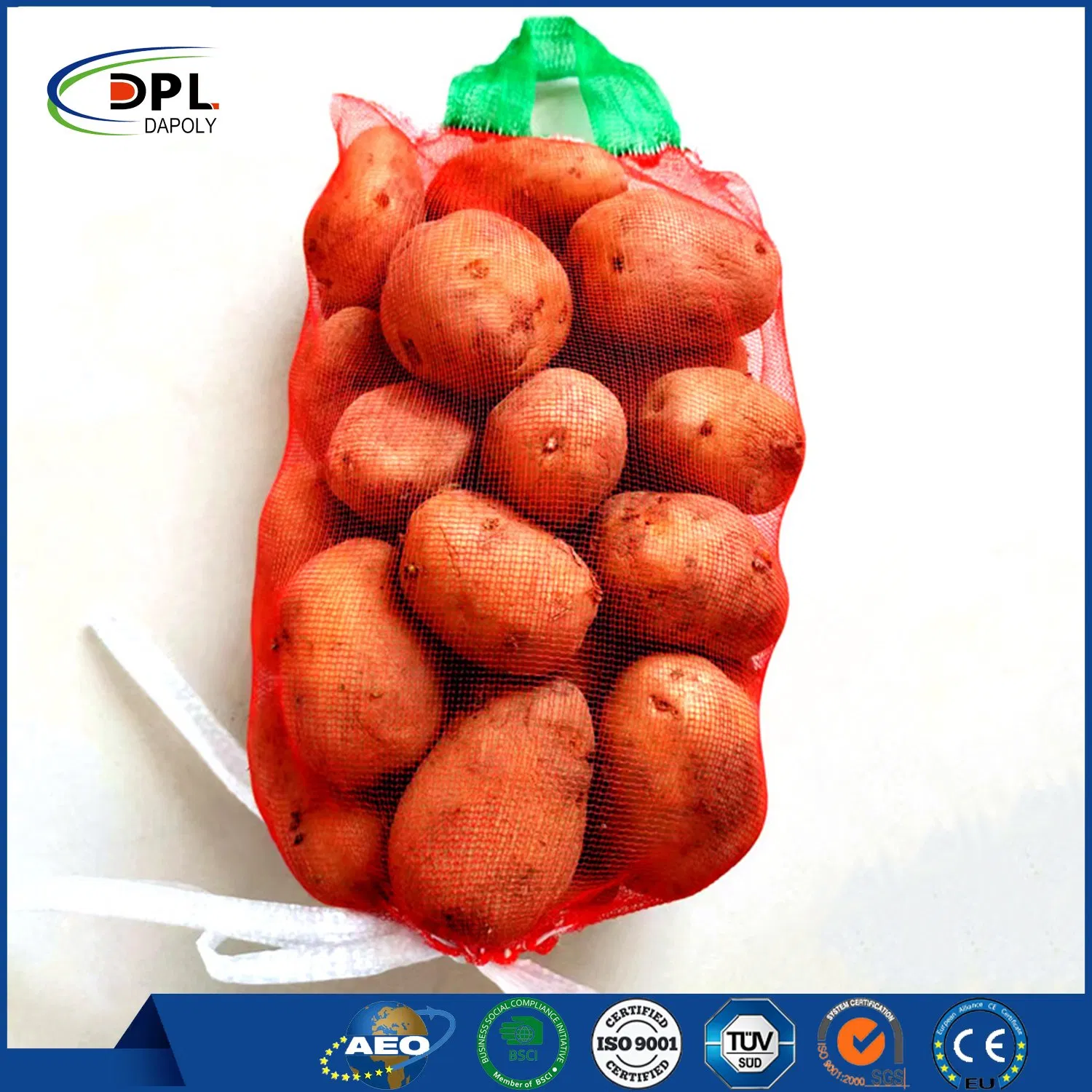 Fresh Onion Potato Vegetable Produce Mesh Bag Packaging Sacks Tubular Leno Net Bags with Drawstring Coconut Date Mesh Bag