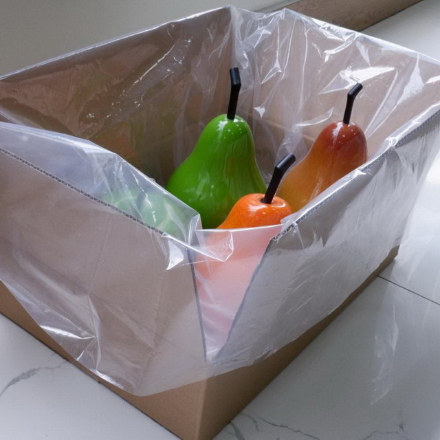 8"X5"X18"Clear Plastic LDPE Poly No Venting Holes Food Packaging Produce Bag with Gusseted