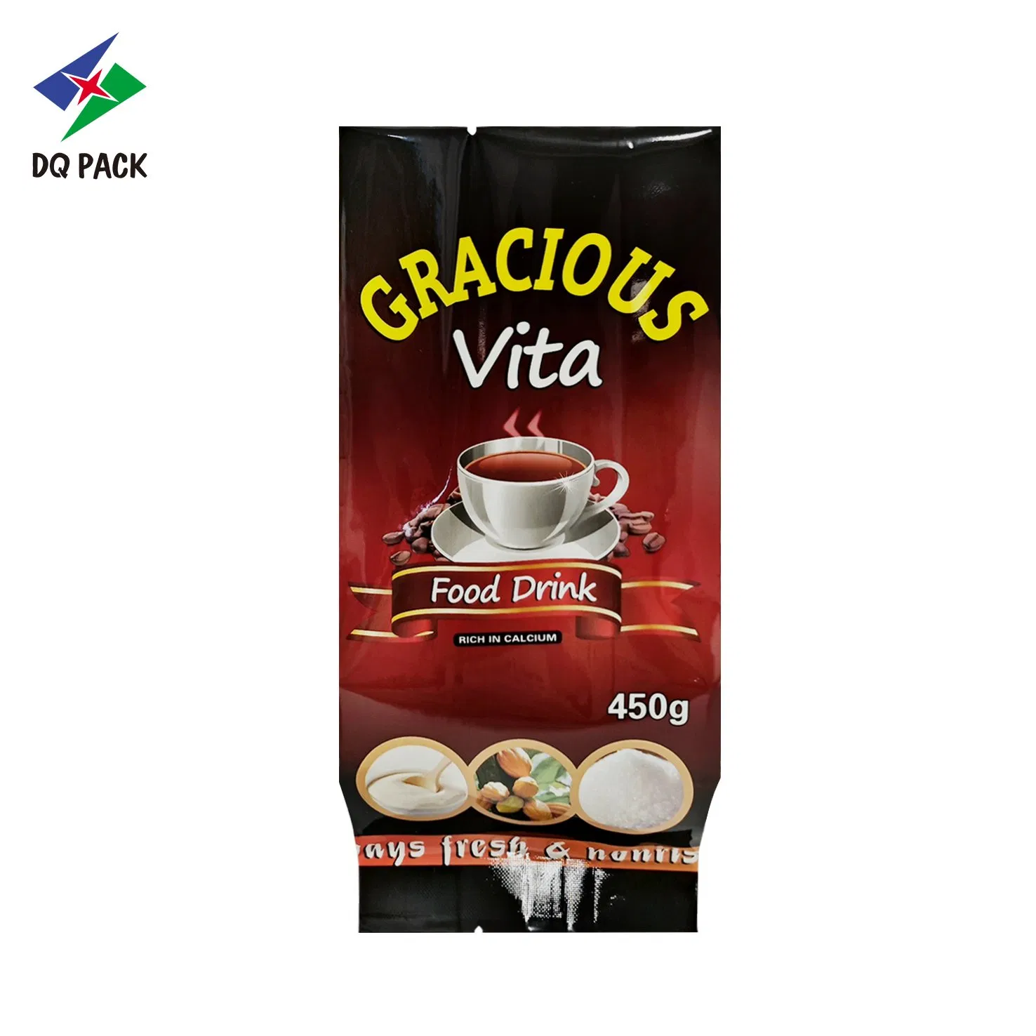 Coffee Plastic Packaging Matte Glossy Finished Food Grade Gusseted Bag for Coffee Powder