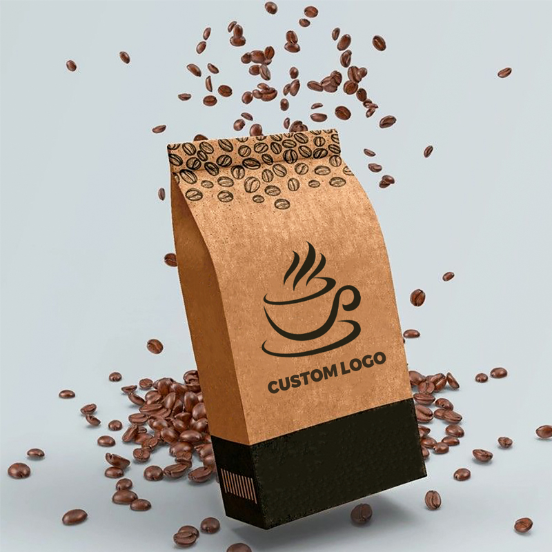 550g Custom Coffee Bags Factory Supplier Recyclable Aluminized Kraft Paper Bag with Zipper and Valve for Ccoffee Packaging Bags
