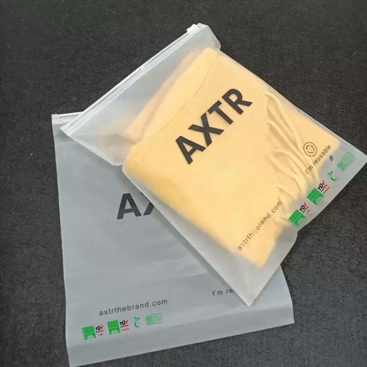 Custom Biodegradable Small Zip Lock Packaging Tote Tshirts Custom Frosted Zipper Bag Frost Plastic Bags
