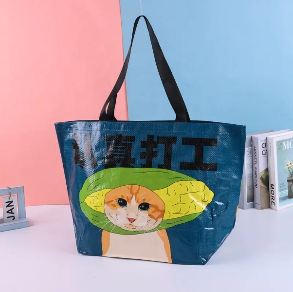 China Manufacturer Custom Reusable Grocery Shopping Bag BOPP Laminated Recycled PP Woven Bag