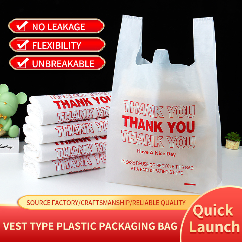 Plastic Bag Wholesale Thank You Shopping Pp Plastic Grocery T-Shirt Bags Plastic Bags With Logos