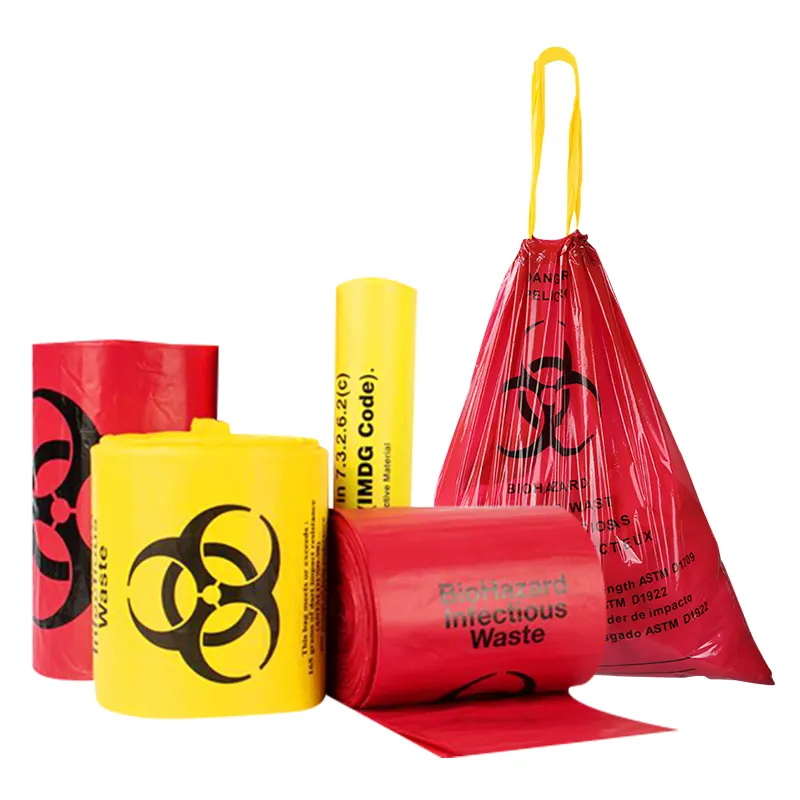 Heavy Duty LDPE HDPE Polyethylene Plastic Red Infectious Disposal Medical Clinical Bag Biological Biohazard Waste Bag