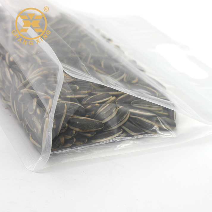 Eight Side Seal Gusseted Flat Block Bottom Ziplock Plastic Bags with Handles