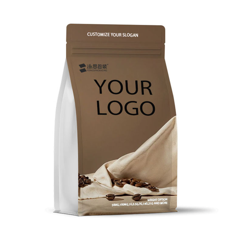 Premium Aluminum Foil Lined Stand up Coffee Bag with Degassing Valve Flat Bottom Zipper Lock Custom Printed 8oz 12oz 16oz 5lb