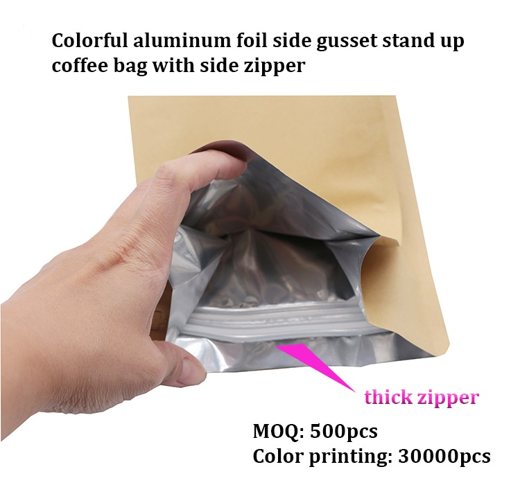 Food Packaging Kraft Paper Cafe Coffee Packaging Bag with Plastic Valve